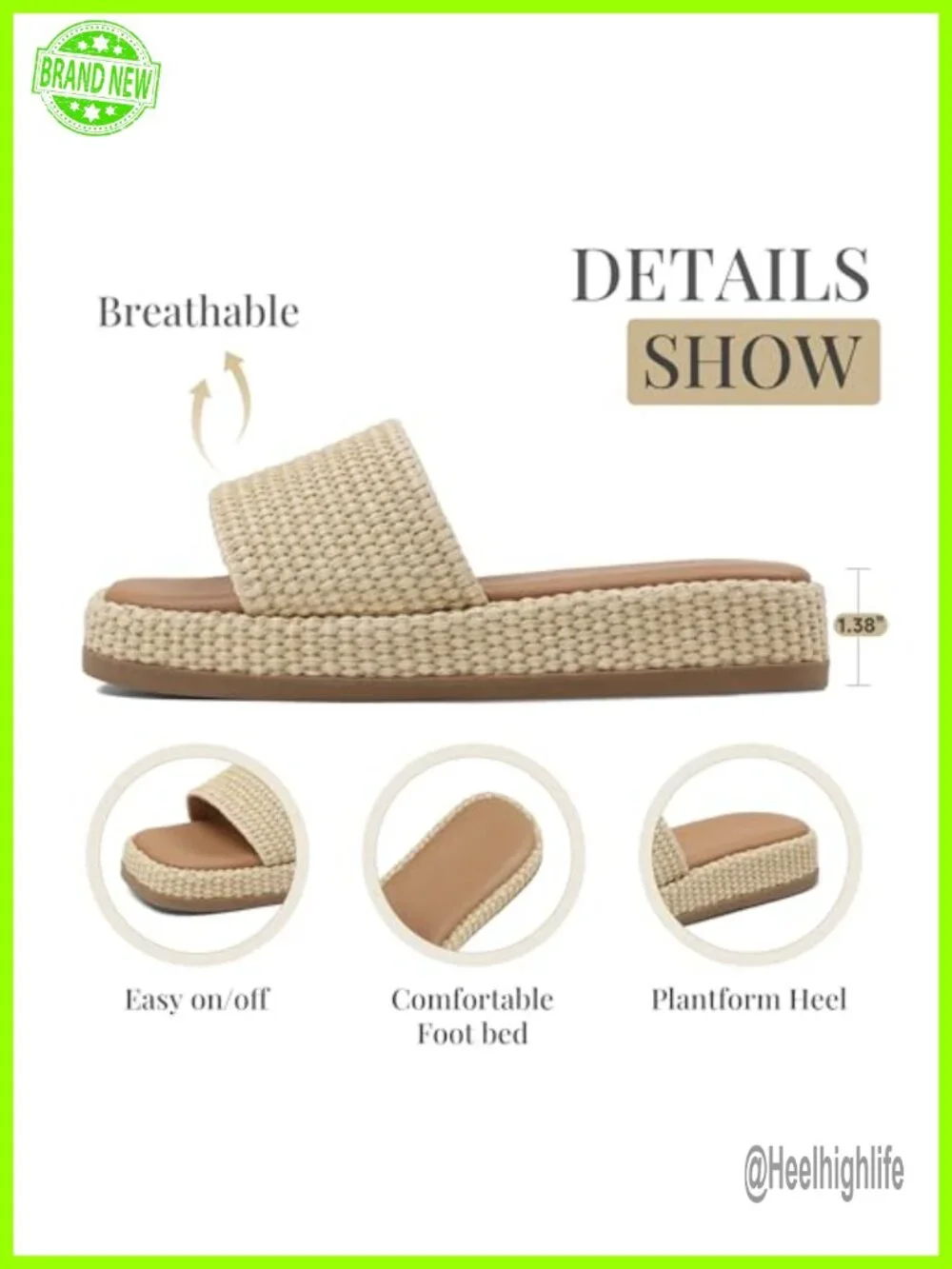 Womens Platform Espadrilles Sandals Raffia Slip On Low Wedge Summer Beach